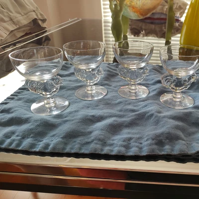 $40 • Buy Morgantown Chanticleer Rooster Clear Liquor Cocktail Glasses 1940-1949 Set Of 4