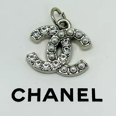 CHANEL Vintage Necklace Charm Parts Pearl Stone Silver 18 × 14mm With Engraving • $39.99