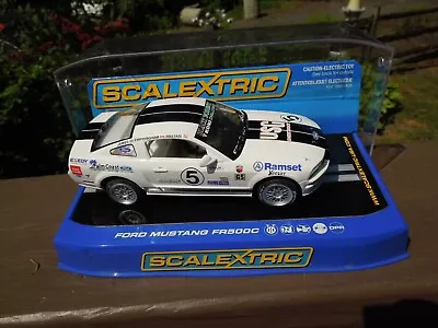 Scalextric Ford Mustang FR 500C - White No 5- C2774 - 1/32 Scale Slot Car • $40