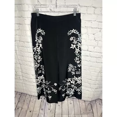 Vince Camuto Ladies Wide Leg Pants With Floral Detail  Sz (6)   Euc     B-137 • $8.84