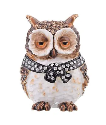 Keren Kopal  Hand Made Brown Owl Trinket Box Decorated With Austrian Crystals • $0.99