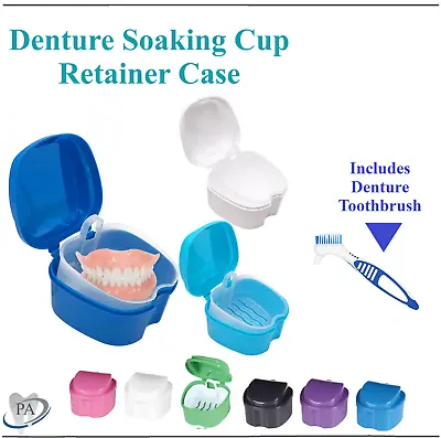 Denture Care Retainer Box With Tray Case Cup Storage Denture With Rinsing Basket • $9.99