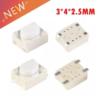 100PCS 3*4*2.5mm SMD Tact Switch 4 Pin Touch Micro Switch Push Button Switches • $4.46