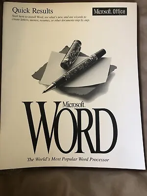 Vintage 1994 Microsoft Word Quick Results V 6.0 User's Guide For Mac / Windows • $1.99