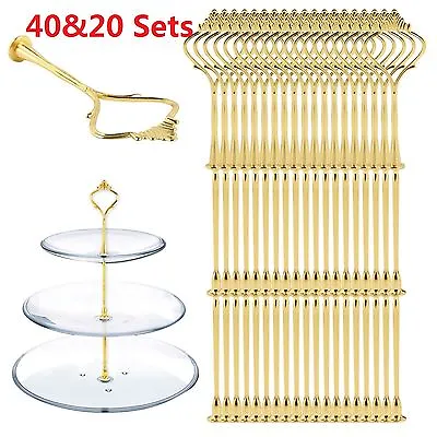 20/40Set 3 Tier Cake Plate Cupcake Stand Rack Fittings Handle Rod Wedding Party • £18.99