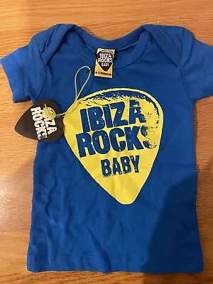 OFFICIAL Ibiza Rocks Baby T-shirt BLUE With Plectrum Logo Top BNWT 6-12 Months • £13.99