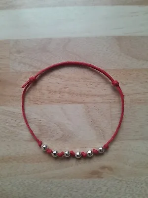 Red Kabbalah String Bracelet With Silver Plated Beads For Protection And Safety. • £2.39