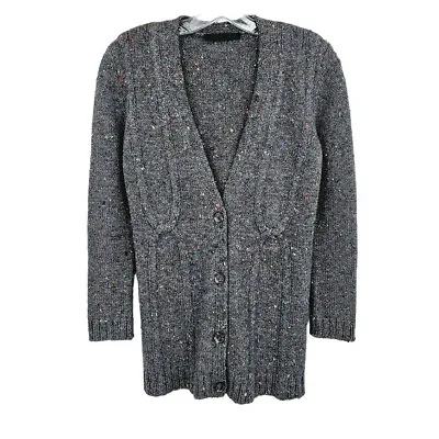 Jenni Kayne Cable Cocoon Cardigan Sweater XS Donegal Grey Confetti Speckled Knit • $195.83