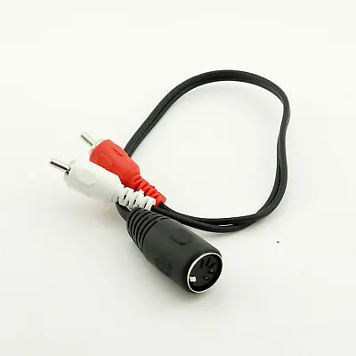 Din 5 Pin Female Socket To 2x RCA Phono Male Plug AMP Audio Adapter Cable 30cm • $4.99