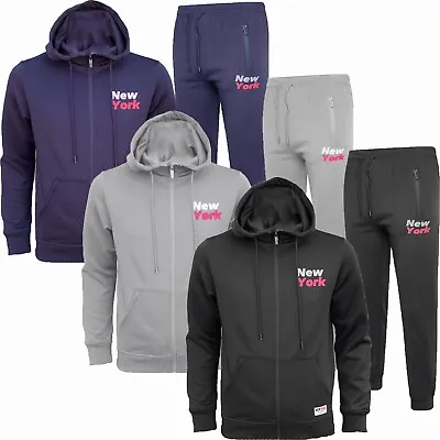 Mens Tracksuits Joggers Top Bottoms GYM Wear NEW YORK Hoodie Jogging Workout New • £17.99