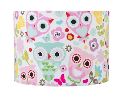 £13.99 • Buy Owl Lampshade Ceiling Light Drum Shade Girls Pink Bedroom Woodland Nursery