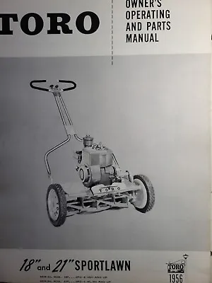 TORO 18  21  Sportlawn 1956 Walk-Behind Reel Lawn Mower Owner & Parts Manual 2PD • $91.70