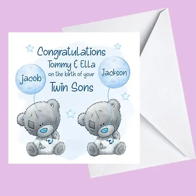 £3.50 • Buy Personalised  Twin Baby Boys Twin Boys Twin Sons  Card, Birth Of Baby Boy, Sons