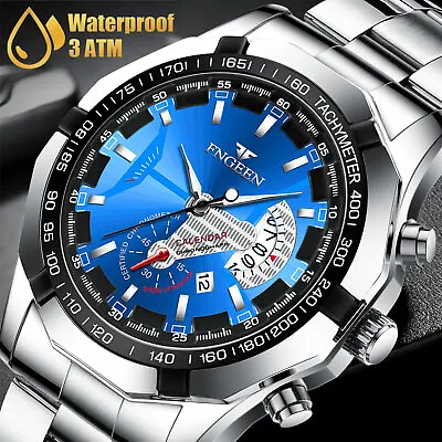 Men Watch Classic Stainless Steel Waterproof Luminous Quartz Business Wristwatch • $12.98
