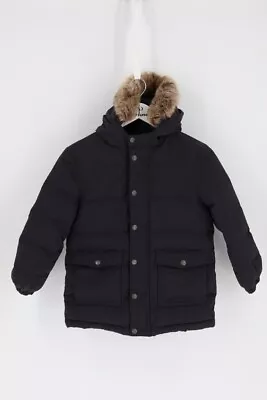 Hanna Andersson Girl Size 8 Black Fur Lined Hooded Puffer Snow Jacket • $30