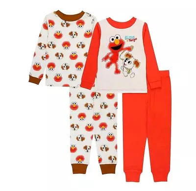 Sesame Street Elmo And Puppy Tango Toddler Boy's 4-Piece Cotton Pajama Set • $29.99