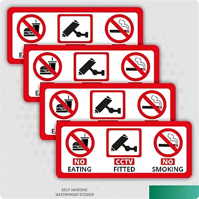 £2.15 • Buy 4 X NO EATING DRINKING CCTV FITTED TAXI STICKERS MINICAB BLACK CAB BUS COACH