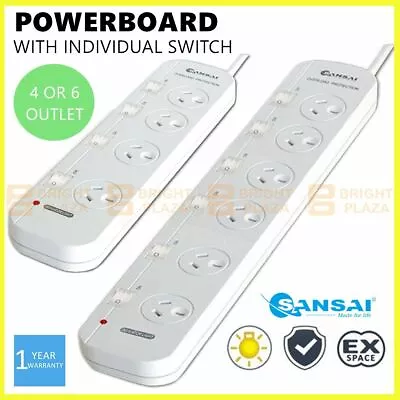 4/6 Way Outlet Power Board Powerboard Sockets With Individual Switch Power Point • $24.95