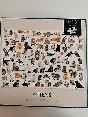 M&S Marks And Spencer Jigsaw Puzzle 1000 Piece KITTENS Complete Size 68cm X 48cm • £7.99