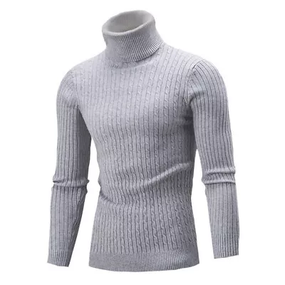 Men Turtleneck Long Sleeve Sweater Winter Basic Jumper Top Knitwear Pullovers # • $16.91