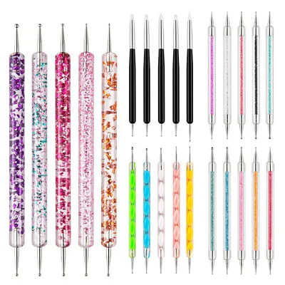 5Pcs Nail Art Dotting Tools Pens Brushes Set Marbleizing Nails Tips Decoration • $9.05