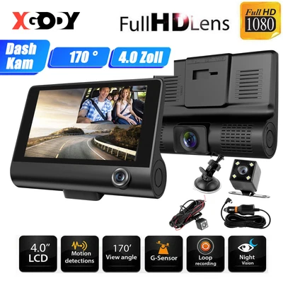 $39.49 • Buy 1080P Car DVR 3  Lens Dash Cam Front Inside Rear Video Recorder Camera G-sensor