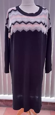 Ladies Black Fairisle Jumper Dress Size 20 • £3.99