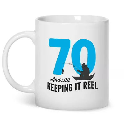 70th Birthday Fishing Gift Present Idea For Boys Dad Him & Men Happy 70 Mug • £8.95