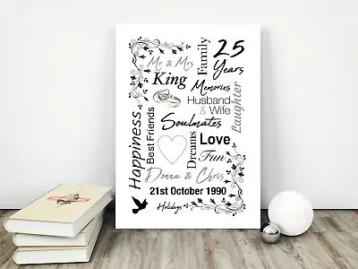 New Personalised Anniversary Print/Picture A4 Wedding Gifts Use Your Own Words • £10.95