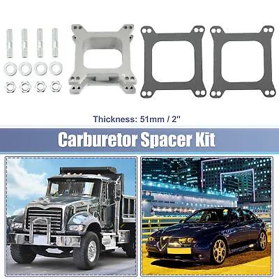 Carb Spacers 2  Tall Aluminum Alloy Open 4 Brl Square Carb Carburetor 1 Set • $28.49