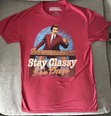 2013 - Anchorman - T-shirt - Size Sm - Red - Stay Classy San Diego! • $10