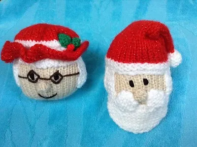 KNITTING PATTERN - Father Christmas And Mother Christmas Bauble Tree Decoration • £3.25