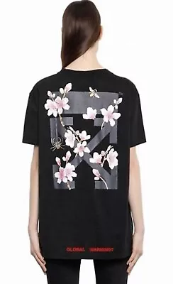 OFF White C/O Virgil Abloh Oversized Black Cherry Blossom Jersey Cotton Tshirt S • $79