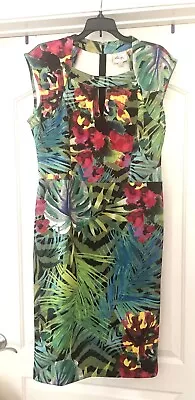 $89   Beige By Eci Ny Tropical Floral Stretch Dress!    Sz 12    Nwt! • $10.99