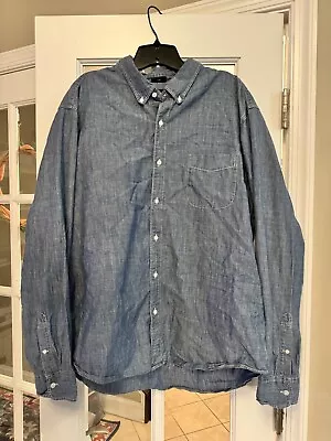 J Crew Shirt Mens XXLarge Blue Chambray Slim Fit Button Down Long Sleeve • $11.25