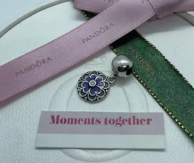 Pandora Sterling Silver DOGWOOD Purple Enamel Dangle Clip Charm 790957 Authentic • $75