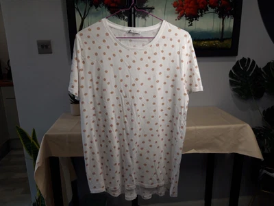 £9.99 • Buy Zara White Brown Polka Dot Blouse T Shirt Top Size Large