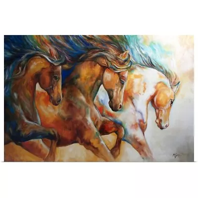 Wild Trio Run Mustangs Poster Art Print Horse Home Decor • $29.99