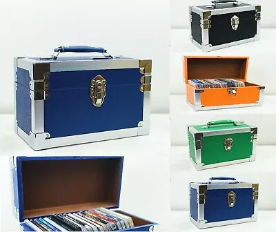 CD Storage Case Organiser Holder For Up To 26  CDs Hard Box Choice Of Colour • £19.99