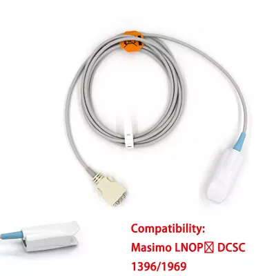 Adult Finger Clip SpO2 Sensor Compatible For Masimo LNOP®DCSC 1396/1969 14Pin 3M • $29