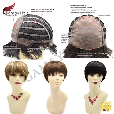 Hand Tied Mono Top Full Cap Women Wig Natural Look Premium Synthetic Short Hair  • $99.99