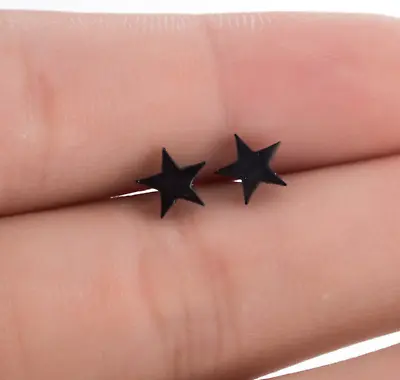 Unisex Punk Tiny Titanium Star Silver/Gold/Black Stud Earrings • $9.99