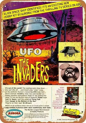 Metal Sign Invaders U.F.O. 1968 Aurora Model Kit 9  X 12  141WC07 • £27.89