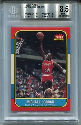 1986 Fleer Basketball #57 Michael Jordan Rookie Card Graded BGS 8.5 NM MINT+ • $6599.99