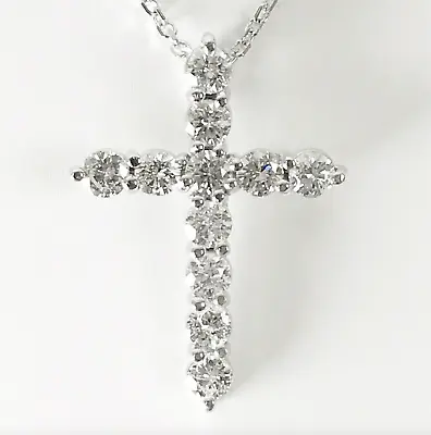 2.2ct 1.2” Large Diamond Cross Pendant Necklace Man Made 14k Solid Gold D IF • $698.70