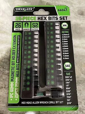 26 Piece Hex Head Allen Wrench Drill Bit Set 1/4Hex Shank Quick Change Bit Holde • $14.21