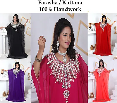 New Moroccan Dubai Wedding Kaftans Farasha Abaya Dress Long Gown N7 - Free Ship • $49.99