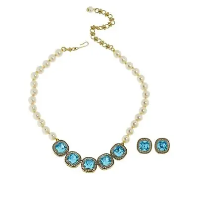 $41.24 • Buy Heidi Daus  Captivating Cushion  Aqua Blue Necklace And Earring Set