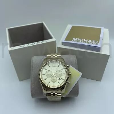 Michael Kors MK8281 Lexington 45mm Gold Chronograph Stainless Steel Men's Watch • $96