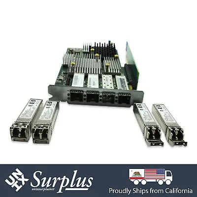 HPE 3PAR Quad Port 8GB FC NIC Adapter W/ 4x 8GB Transceiver  & PCIe Adapter • $79